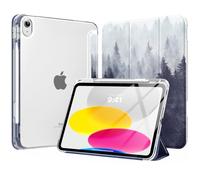 MoKo for iPad (A16) 11th Generation Case 11 Inch 2025, iPad 10th Generation Case 10.9 Inch 2022 with Pencil Holder, Slim Light Trifold Protective Cover with Hard PC Transparent Back Shell, Gray Forest