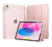 MoKo for iPad (A16) 11th Generation Case 11 Inch 2025, iPad 10th Generation Case 10.9 Inch 2022 with Pencil Holder, Slim Light Trifold Protective Cover with Hard PC Translucent Back Shell, Rose Gold