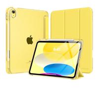 MoKo for iPad (A16) 11th Generation Case 11 Inch 2025, iPad 10th Generation Case 10.9 Inch 2022 with Pencil Holder, Slim Light Trifold Protective Cover with Hard PC Translucent Back Shell, Yellow