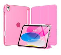MoKo for iPad (A16) 11th Generation Case 11 Inch 2025, iPad 10th Generation Case 10.9 Inch 2022 with Pencil Holder, Slim Light Trifold Protective Cover with Hard PC Translucent Back Shell, Peony