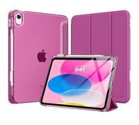 MoKo for iPad (A16) 11th Generation Case 11 Inch 2025, iPad 10th Generation Case 10.9 Inch 2022 with Pencil Holder, Slim Light Trifold Protective Cover with Hard PC Translucent Back Shell, Fuchsia