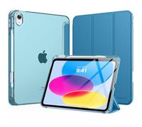 MoKo for iPad (A16) 11th Generation Case 11 Inch 2025, iPad 10th Generation Case 10.9 Inch 2022 with Pencil Holder, Slim Light Trifold Protective Cover with Hard PC Translucent Back Shell,Peacock Blue