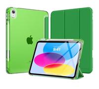 MoKo for iPad (A16) 11th Generation Case 11 Inch 2025, iPad 10th Generation Case 10.9 Inch 2022 with Pencil Holder, Slim Light Trifold Protective Cover with Hard PC Translucent Back Shell,Forest Green