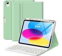 MoKo for iPad (A16) 11th Generation Case with Keyboard 11 inch 2025, iPad 10th Generation 10.9 inch Case with Pencil Holder, Multi-Angle Detachable Bluetooth Keyboard, Green