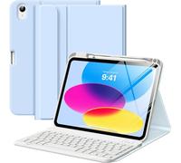 MoKo for iPad (A16) 11th Generation Case with Keyboard 11 inch 2025, iPad 10th Generation 10.9 inch Case with Pencil Holder, Multi-Angle Detachable Bluetooth Keyboard, Sky Blue