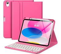 MoKo for iPad (A16) 11th Generation Case with Keyboard 11 inch 2025, iPad 10th Generation 10.9 inch Case with Pencil Holder, Multi-Angle Detachable Bluetooth Keyboard, Persian Pink