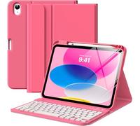 MoKo for iPad (A16) 11th Generation Case with Keyboard 11 inch 2025, iPad 10th Generation 10.9 inch Case with Pencil Holder, Multi-Angle Detachable Bluetooth Keyboard, Pink
