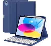 MoKo for iPad (A16) 11th Generation Case with Keyboard 11 inch 2025, iPad 10th Generation 10.9 inch Keyboard Case with Pencil Holder, Multi-Angle Detachable Bluetooth Keyboard, Navy Blue
