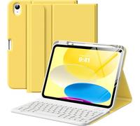 MoKo for iPad (A16) 11th Generation Case with Keyboard 11 inch 2025, iPad 10th Generation 10.9 inch Keyboard Case with Pencil Holder, Multi-Angle Detachable Bluetooth Keyboard, Light Yellow