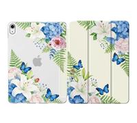MoKo for iPad Air 11 Inch Case 7th/6th Generation M3/M2 2025/2024, iPad Air 5th/4th Gen 10.9" 2022/2020,Translucent Frosted Soft TPU Back Cover,Slim Protective Cover,Auto Wake/Sleep, Fluttering Blooms