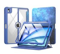 MoKo for iPad Air 11 Inch Case 7th/6th Generation M3/M2 2025/2024, iPad Air 5th/4th Gen Case 10.9 Inch 2022/2020 with Pencil Holder, Screen Protector, Lens Protector, Magnetic Multi Angle,Starry Sky
