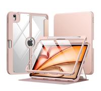 MoKo for iPad Air 11 Inch Case 7th/6th Generation M3/M2 2025/2024, iPad Air 5th/4th Gen Case 10.9 Inch 2022/2020 with Pencil Holder, Screen Protector, Lens Protector, Magnetic Multi Angle, Rose Gold