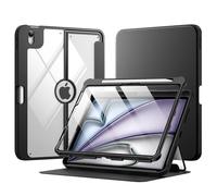 MoKo for iPad Air 11 Inch Case 7th/6th Generation M3/M2 2025/2024, iPad Air 5th/4th Gen Case 10.9 Inch 2022/2020 with Pencil Holder, Screen Protector, Lens Protector, Magnetic Multi Angle, Black