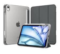 MoKo for iPad Air 11 inch Case M3/M2 2025/2024, iPad Air 5th/4th Gen 10.9 inch Case 2022/2020 with Pencil Holder, Slim Lightweight Trifold Cover with Hard PC Translucent Back Shell, Space Gray