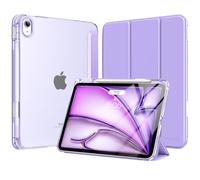 MoKo for iPad Air 11 inch Case M3/M2 2025/2024, iPad Air 5th/4th Gen 10.9 inch Case 2022/2020 with Pencil Holder, Slim Lightweight Trifold Cover with Hard PC Translucent Back Shell, Lilac