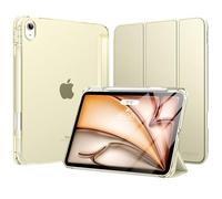 MoKo for iPad Air 11 inch Case M3/M2 2025/2024, iPad Air 5th/4th Gen 10.9 inch Case 2022/2020 with Pencil Holder, Slim Lightweight Trifold Cover with Hard PC Translucent Back Shell, Champagne Gold