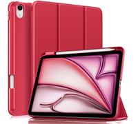 MoKo for iPad Air 11 Inch Case M4/M3/M2, Air 5th/4th Gen 10.9, Wine Red | With Pencil Holder, For iPad Air Case 2026/2025/2024/2022/2020, Hard PC Back Shell, Slim Trifold Stand Cover, Auto Sleep/Wake