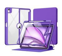 MoKo for iPad Air 13-Inch Case (M4/M3/M2) 2026/2025/2024 with Pencil Holder, Heavy Duty 13 Inch iPad Air Case [Built-in Screen Protector], Clear Back, Multi-angle Magnetic Stand, Dark Violet
