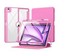MoKo for iPad Air 13-Inch Case (M4/M3/M2) 2026/2025/2024 with Pencil Holder, Heavy Duty 13 Inch iPad Air Case [Built-in Screen Protector], Clear Back, Multi-angle Magnetic Stand, Peony