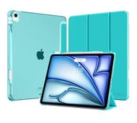 MoKo for iPad Air 13-Inch Case (M4/M3/M2) 2026/2025/2024 with Pencil Holder, Slim Light Trifold Protective Cover with Hard PC Translucent Back Shell for iPad Air 13, Auto Wake/Sleep, Bondi Blue