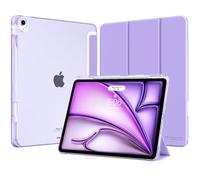 MoKo for iPad Air 13-Inch Case (M4/M3/M2) 2026/2025/2024 with Pencil Holder, Slim Light Trifold Protective Cover with Hard PC Translucent Back Shell for iPad Air 13, Auto Wake/Sleep, Lilac