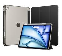 MoKo for iPad Air 13-Inch Case (M4/M3/M2) 2026/2025/2024 with Pencil Holder, Slim Light Trifold Protective Cover with Hard PC Translucent Back Shell for iPad Air 13, Auto Wake/Sleep, Black