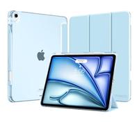 MoKo for iPad Air 13-Inch Case (M4/M3/M2) 2026/2025/2024 with Pencil Holder, Slim Light Trifold Protective Cover with Hard PC Translucent Back Shell for iPad Air 13, Auto Wake/Sleep, Sky Blue