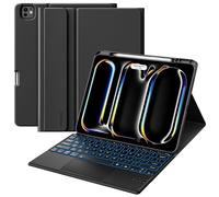 MoKo for iPad Pro 13 Inch Case with Keyboard (M4, 2024), iPad Pro 13 Case with Pencil Holder, Detachable Wireless Keyboard - Multi-Touch Trackpad - 7 Colors Backlight, Multi Stand, Black