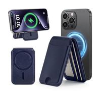 MoKo for Magsafe Wallet, 7 Cards Holder Adjustable Stand RFID Blocking Magnetic Phone Wallets, Slim Leather Magnetic Wallet for iPhone 17e/17/16/15/14/13/12 Series, Blue