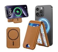 MoKo for Magsafe Wallet, 7 Cards Holder Adjustable Stand RFID Blocking Magnetic Phone Wallets, Slim Leather Magnetic Wallet for iPhone 17e/17/16/15/14/13/12 Series, Brown