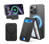 MoKo for Magsafe Wallet, 7 Cards Holder Adjustable Stand RFID Blocking Magnetic Phone Wallets, Slim Leather Magnetic Wallet for iPhone 17e/17/16/15/14/13/12 Series, Black