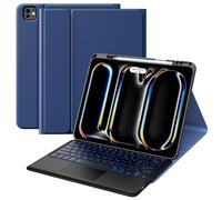 MoKo for NEW iPad Pro 13 Inch Case with Keyboard 2024 Released, Built-in Pencil Holder, iPad Pro 13 Inch Detachable Bluetooth Keyboard Case with Backlit & Touchpad, Navy Blue