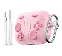 MoKo Game Case for AirPods Pro 3 2025 Cover with Cleaner Kit Portable Keychain, Compatible with Apple AirPods Pro 3rd Generation Case, AirPod Pro3 Cool Silicone Protective Cover, Shockproof, Pink