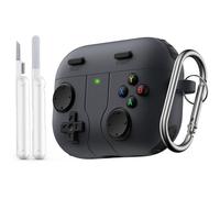 MoKo Game Case for AirPods Pro 3 2025 Cover with Cleaner Kit Portable Keychain, Compatible with Apple AirPods Pro 3rd Generation Case, AirPod Pro3 Cool Silicone Protective Cover, Shockproof, Black