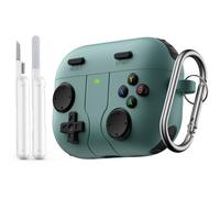 MoKo Game Case for AirPods Pro 3 2025 Cover with Cleaner Kit Portable Keychain, Compatible with Apple AirPods Pro 3rd Generation Case, AirPod Pro3 Cool Silicone Protective Cover, Shockproof, Green