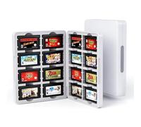 MoKo GBA Game Case for GameBoy Advance/SP, Holds 16 Game Cartridges, Hard Shell with Magnetic Closure, Portable Travel Storage Organizer Box for GBA Gamers Collectors, White