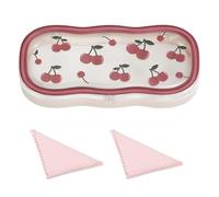 MoKo Glasses Case Hard Shell, Cute Eyeglass Case for Reading Glasses, Prescription Glasses, Clear Eyeglasses Case for Women Girls, Red Cherry