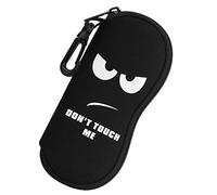 MoKo Glasses Case - [Ultra Lightweight] Neoprene Zip Sunglasses Bag with Belt Clip for Glasses, Frame, Portable Case for Keys, Pencils, Cards, Don't Touch Me