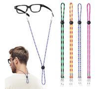 MoKo Glasses Strap 4 Pcs, Adjustable Sunglasses Strap for Men and Women, Flexible Silicon Eyeglasses Strap for Sports, Reusable Glasses Retainer for Fitness, Fishing, Running, Cycling, 4 Colors