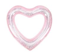 MoKo Glitter Swim Rings, Inflatable Pool Float Tube Summer Swimming Pool Float Ring Heart Shaped Swimming Tube Water Fun Beach Pool Toys for Summer Party for Kids Adults - Glitter Pink