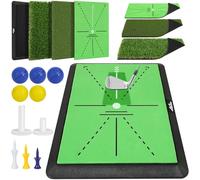 MoKo Golf Hitting Mat, 3 in 1 Golf Practice Mat for Swing Path Feedback Includes Fairway, Rough & Putting Pad Training Mats on No-Slip Rubber Base, Golfer Gifts for Men Women