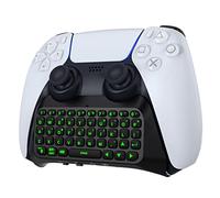 MoKo Green Backlight Keyboard for PS5 Controller, PS5 Wireless Mini Keyboard Chatpad for Playstation 5 Controller, Keypad Built-in Speaker with 3.5mm Audio Jack for Messaging and Game Live Chat, Black