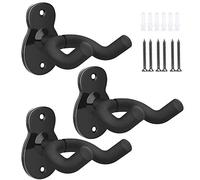 MoKo Guitar Wall Mount Hanger 3-Pack, Wall Hook Holder Stand for Bass Electric Acoustic Guitar Ukulele - Black Bracket for Studio Room