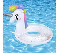 MoKo Inflatable Pool Float-Cute Glitters Sequin Unicorn Swim Tube Rings Inflatable Swimming Toys Floaties Fun Summer Water Floaties for Beach Pool Outdoor Party Water Toy for Children, White