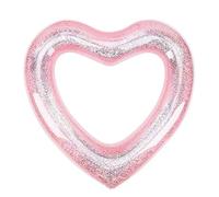 MoKo Inflatable Swim Ring for Adults, 120cm Diameter Heart Shaped Summer Swimming Pool Float Ring Swim Tube Water Fun Beach Party Toys Swimming Circle - Glitter Rose Gold