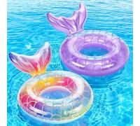 MoKo Inflatable Swimming Ring, Children Cute Pool Float Tube Decorations Swim Tubes Outdoor Pool Beach Water Floats Party Supplies Kids Floaties, 70#, Rainbow Silver Scales & Purple