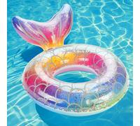 MoKo Inflatable Swimming Ring, Children Cute Pool Float Tube Decorations Swim Tubes Outdoor Pool Beach Water Floats Party Supplies Kids Floaties, Rainbow Silver Scales