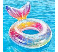 MoKo Inflatable Swimming Ring, Swimming Tube Cute Pool Float Tube Decorations Swim Tubes Outdoor Pool Beach Water Floats Party Supplies Kids Adults Floaties, Rainbow Silver Scales