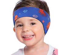 MoKo Kids Swimming Headband - Cute Swimmer Ear Band, Waterproof Ear Protection for Bathing & Swimming, Age 1-3, Blue Octopus