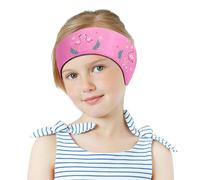 MoKo Kids Swimming Headband - Waterproof Ear Protection for Bathing & Swimming, Age 1-3, Pink Straw Hat Flamingo